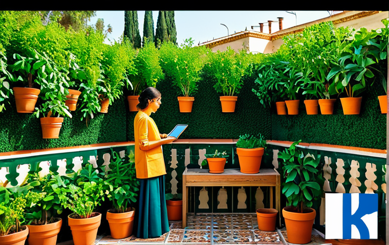 텃밭 농업용 빗물 저장 및 활용법 - Urban Garden Evaluation**

"A vibrant balcony garden in Seville, Spain, with a woman measuring the a...