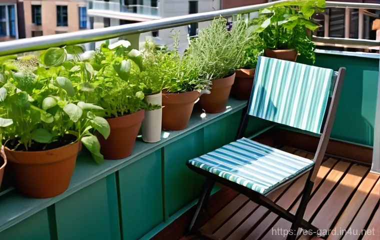텃밭 소규모 농업 창업 지원 정책 - **Prompt:** A vibrant, flourishing urban balcony garden on a sunny day. The balcony, once bare, is n...
