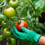 Home 4 텃밭 채소 유통기한 연장 방법 - **Prompt:** A close-up shot of an adult's hands, gently and precisely harvesting ripe, vibrant red t...