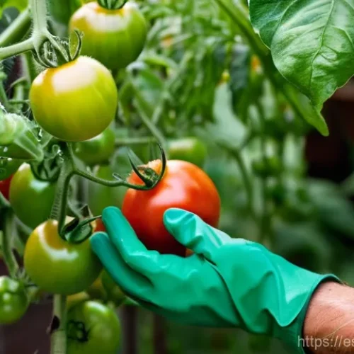 Home 16 텃밭 채소 유통기한 연장 방법 - **Prompt:** A close-up shot of an adult's hands, gently and precisely harvesting ripe, vibrant red t...