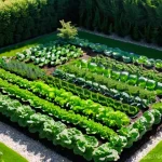 Home 3 텃밭 농업용 드론 활용법 - **Early Detection & Aerial View:**
"A vibrant, richly detailed top-down aerial shot of a small, ...