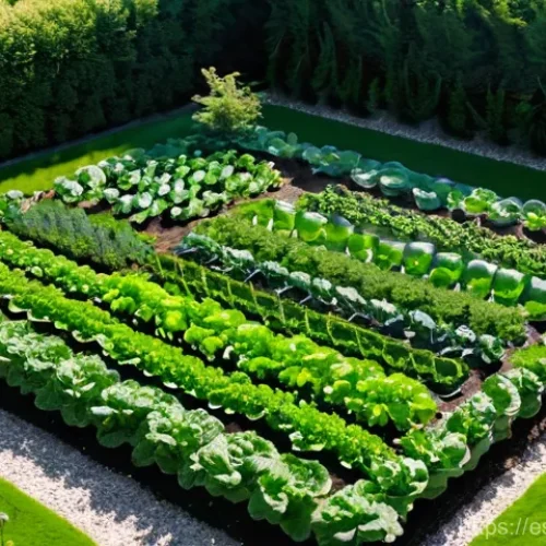 Home 15 텃밭 농업용 드론 활용법 - **Early Detection & Aerial View:**
"A vibrant, richly detailed top-down aerial shot of a small, ...