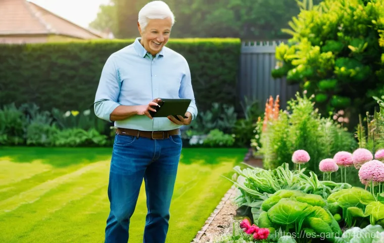 텃밭 농업용 드론 활용법 - **Precision Watering & Application:**
    "A close-up, eye-level shot capturing a small, agile drone...